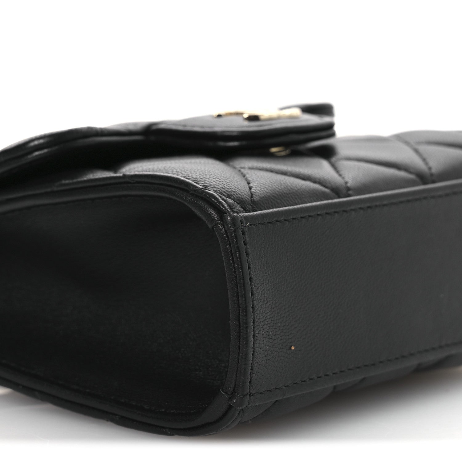 Chanel Lambskin Quilted Top Handle Flap Clutch With Chain Black 9 of 11