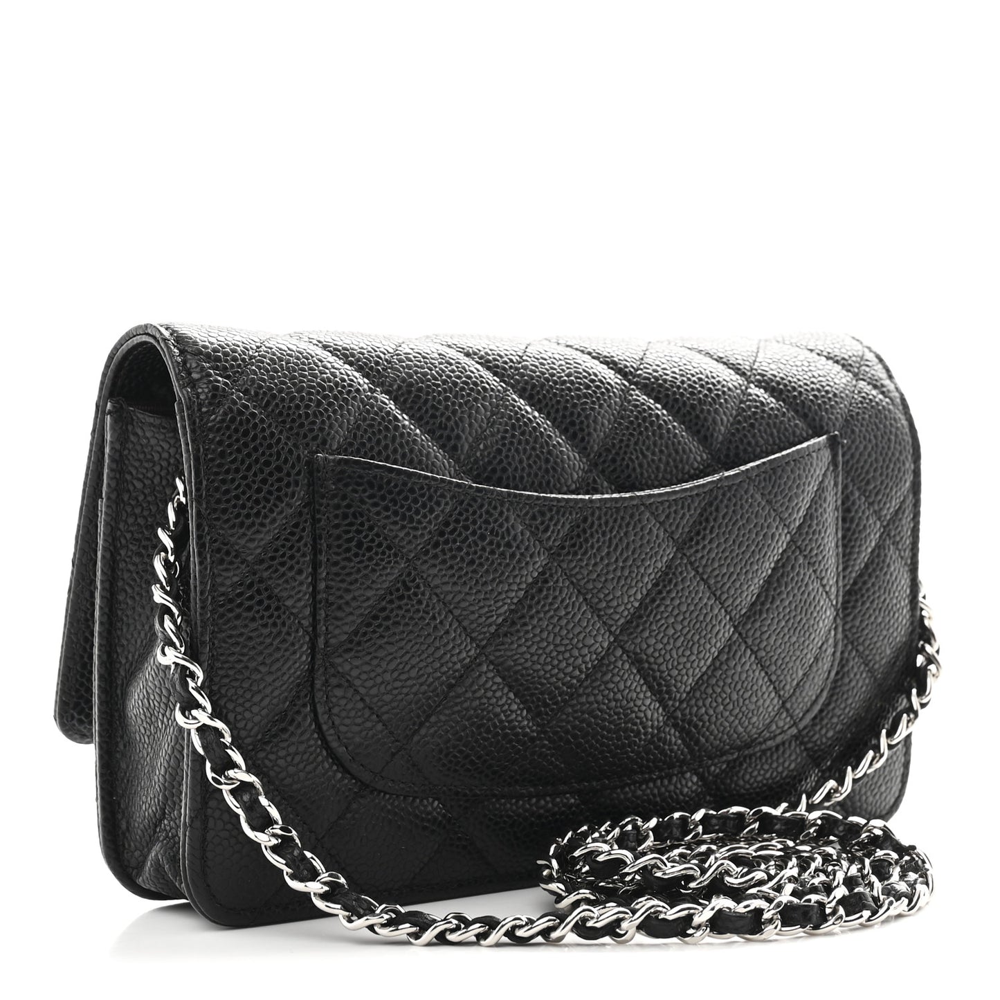 Caviar Quilted Wallet on Chain WOC Black