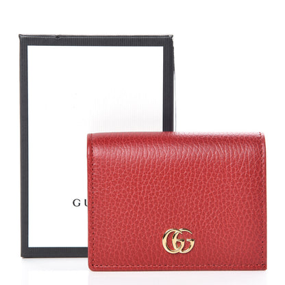 Gucci Pebbled Calfskin GG Marmont Card Case Hibiscus Red 8 of 8