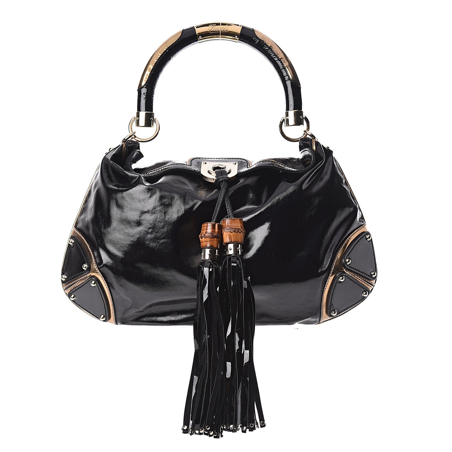 Gucci Coated Canvas Medium Indy Top Handle Hobo Black 1 of 12