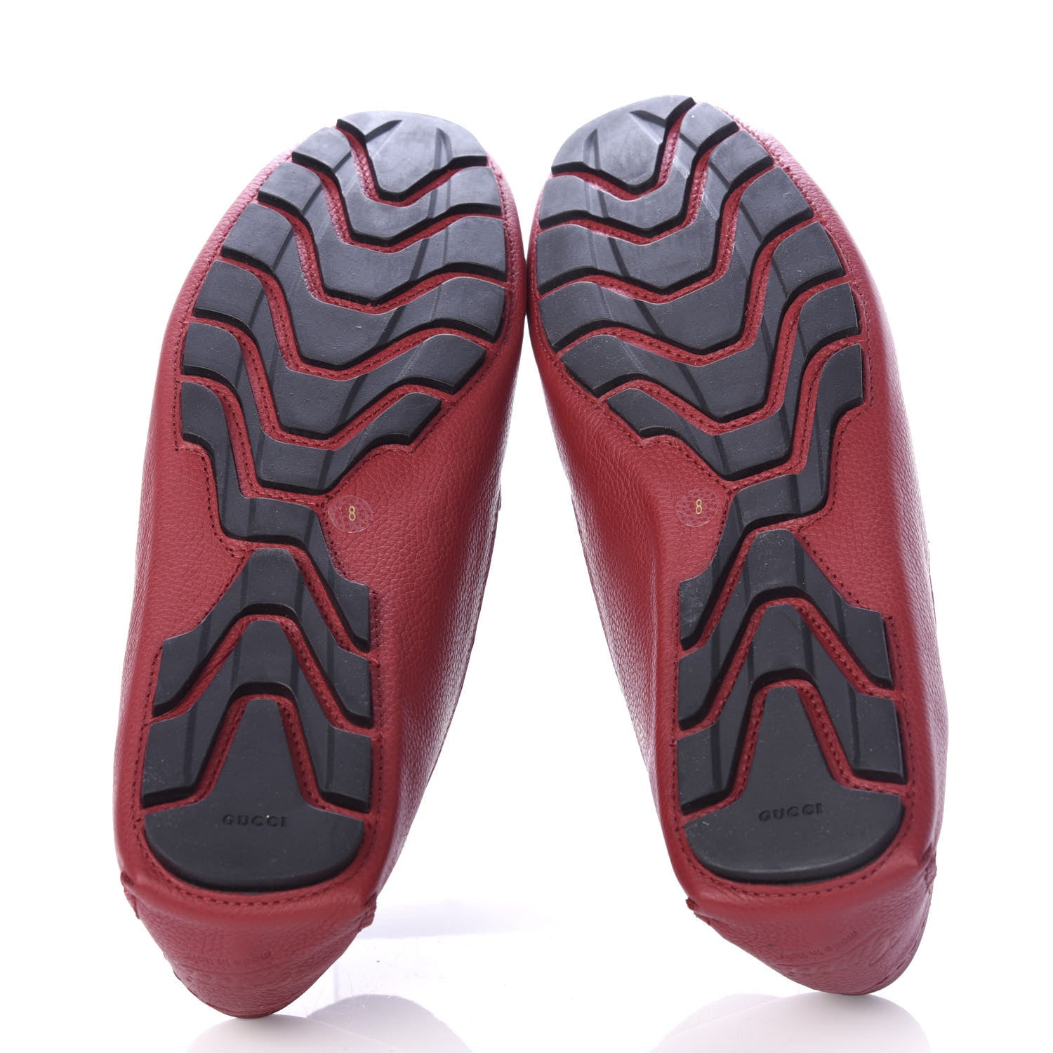 Gucci Calfskin Web Mens Driver Loafers 8 Red 6 of 11