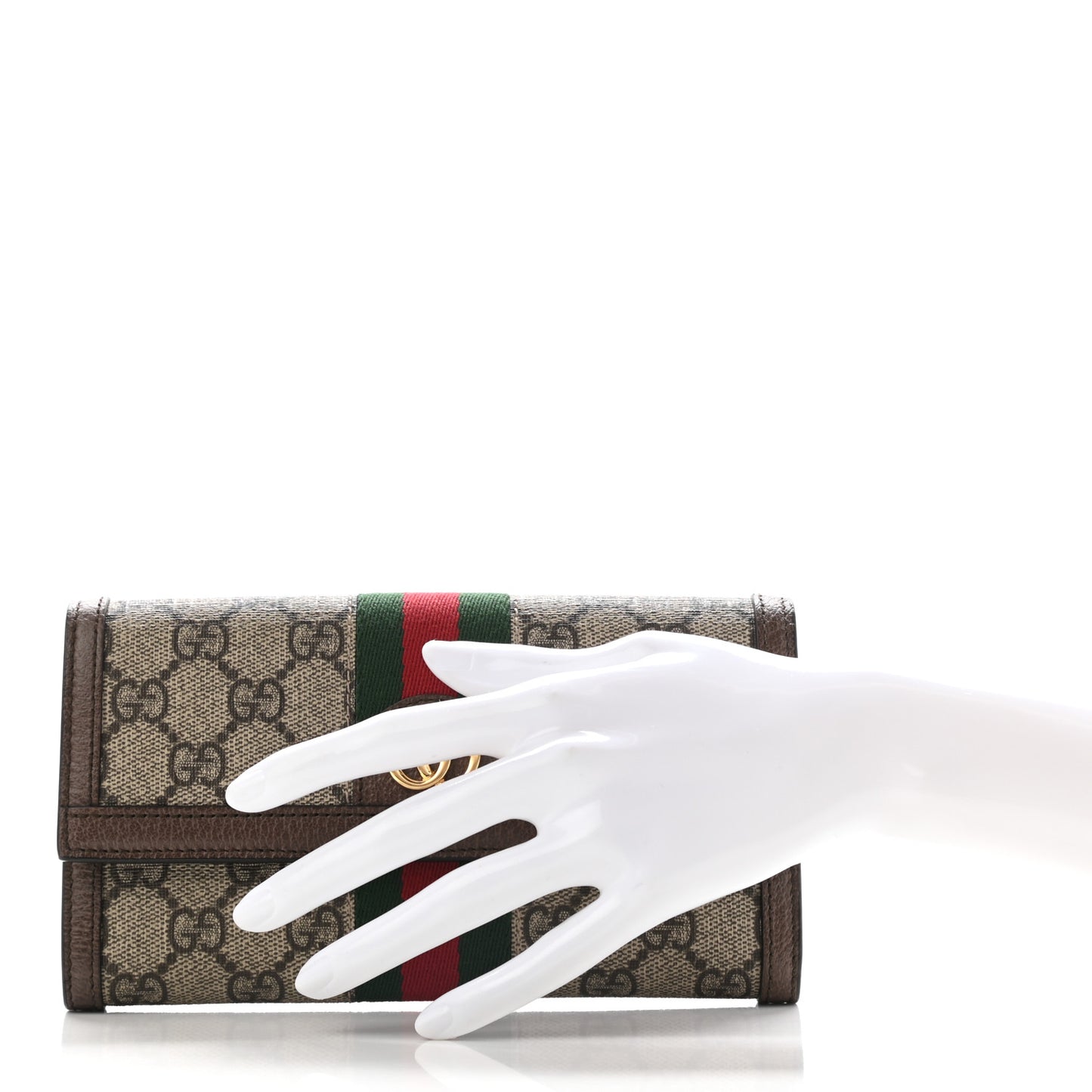 GG Supreme Monogram Web Ophidia Continental Wallet Brown