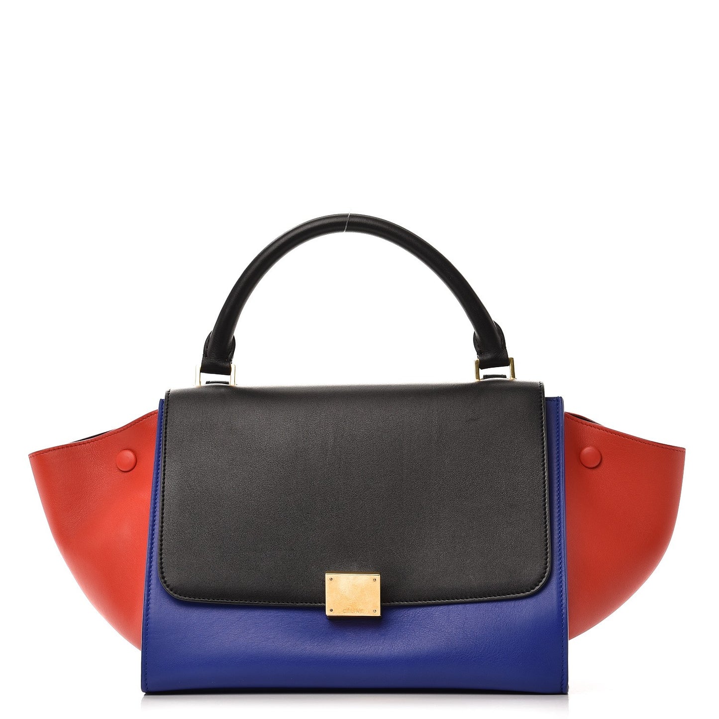 Smooth Calfskin Small Tri-Color Trapeze Black