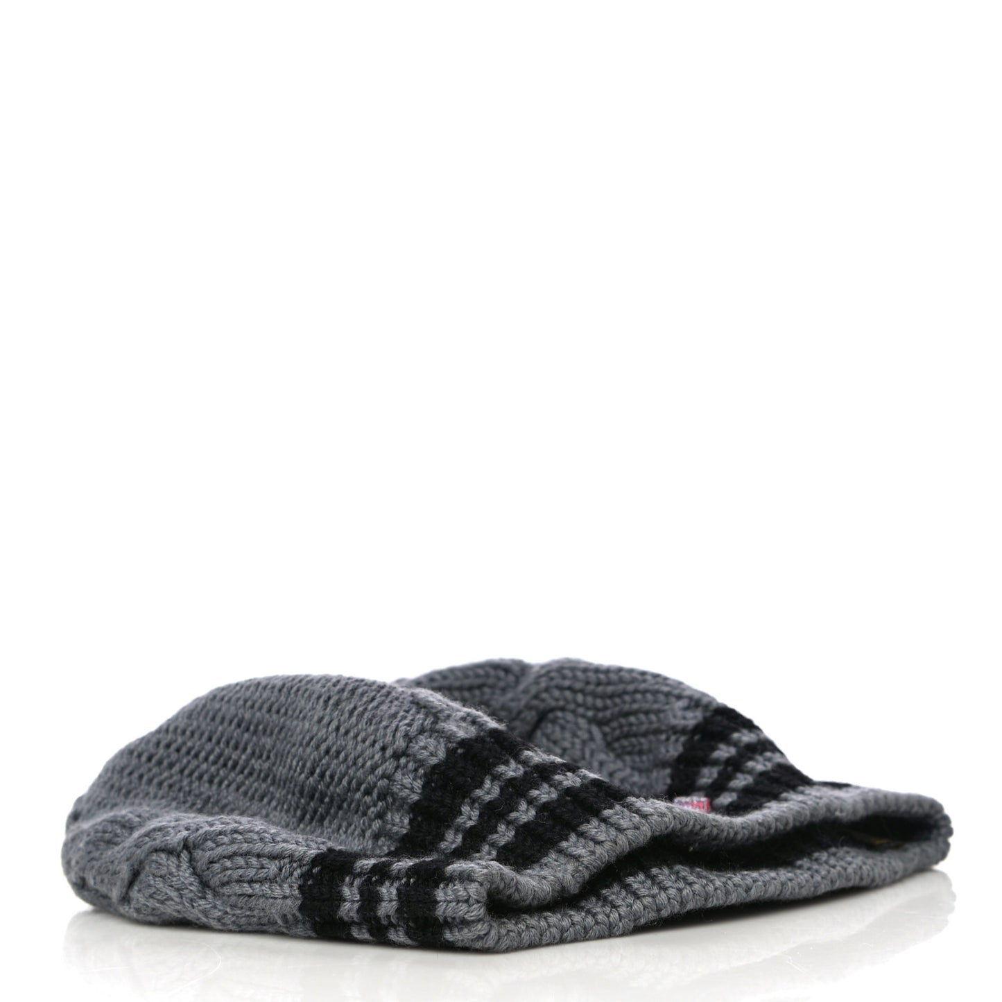 Wool Cable Knit Crystal LV Columbia Beret Grey