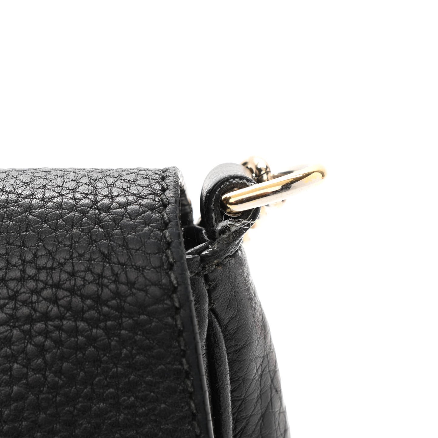Pebbled Calfskin Medium Soho Flap Crossbody Black