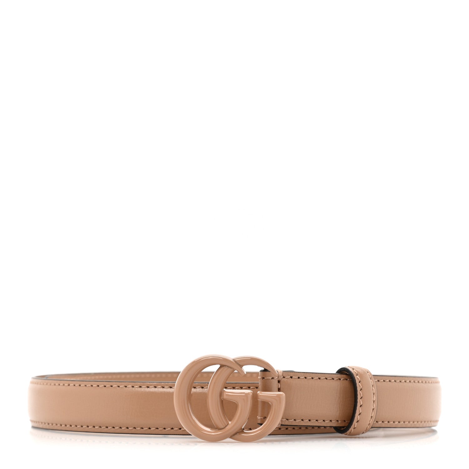 Gucci Azalea Calfskin Enamel Monochrome Double G 20mm Belt 70 28 Camelia 1 of 4