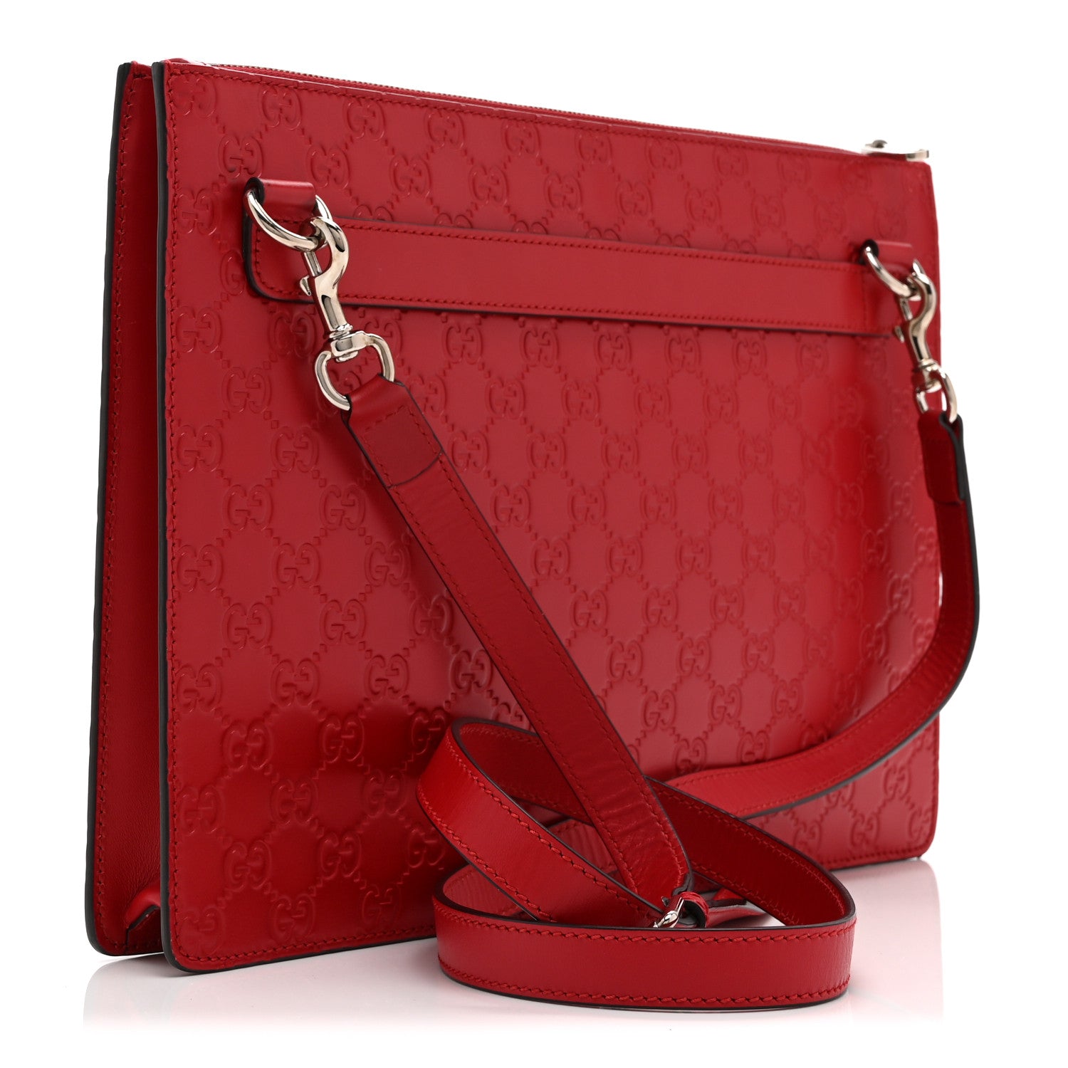 Gucci Guccissima Signature Messenger Bag Hibiscus Red 3 of 11