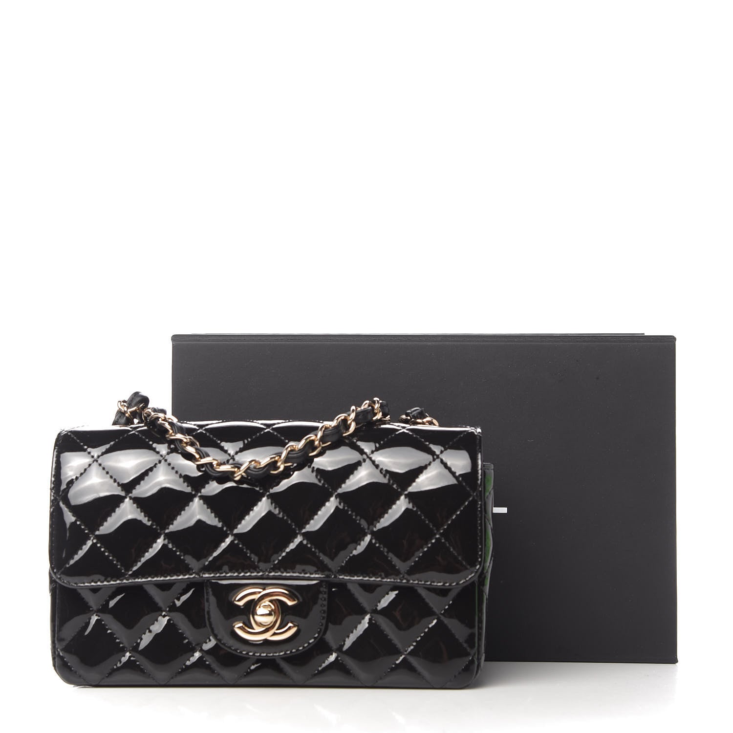Chanel Patent Calfskin Quilted Mini Rectangular Flap Black 11 of 11