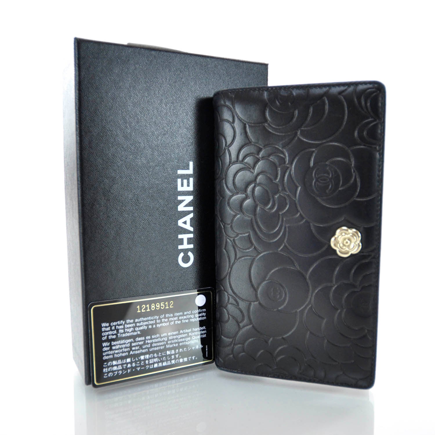 Chanel Lambskin Camellia Yen Wallet Black 6 of 11