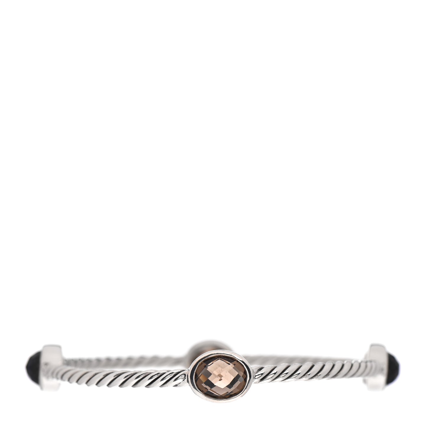 Sterling Silver Smoky Quartz 3mm Color Classics Four Station Bangle Bracelet