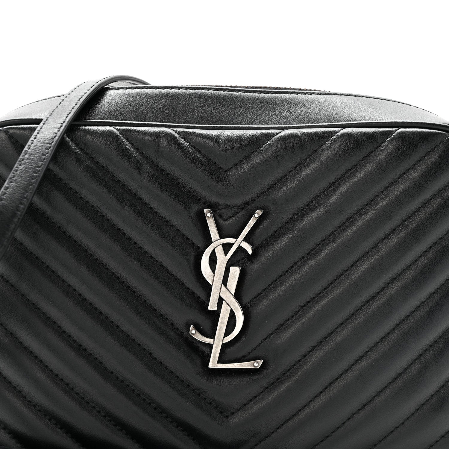 Saint Laurent Calfskin Matelasse Monogram Lou Camera Bag Black 8 of 14