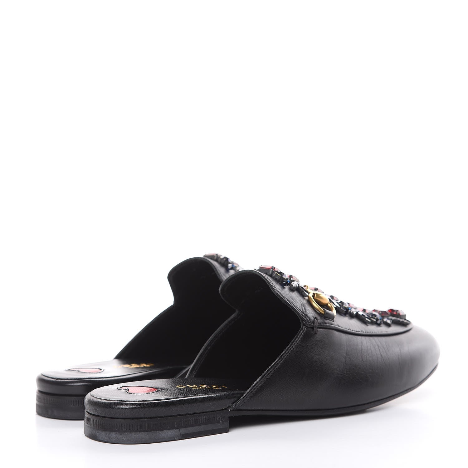 Gucci Malaga Kid Crystal Embroidered Womens Princetown Slippers 36.5 Black 4 of 10