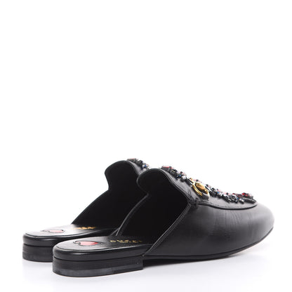 Gucci Malaga Kid Crystal Embroidered Womens Princetown Slippers 36.5 Black 4 of 10