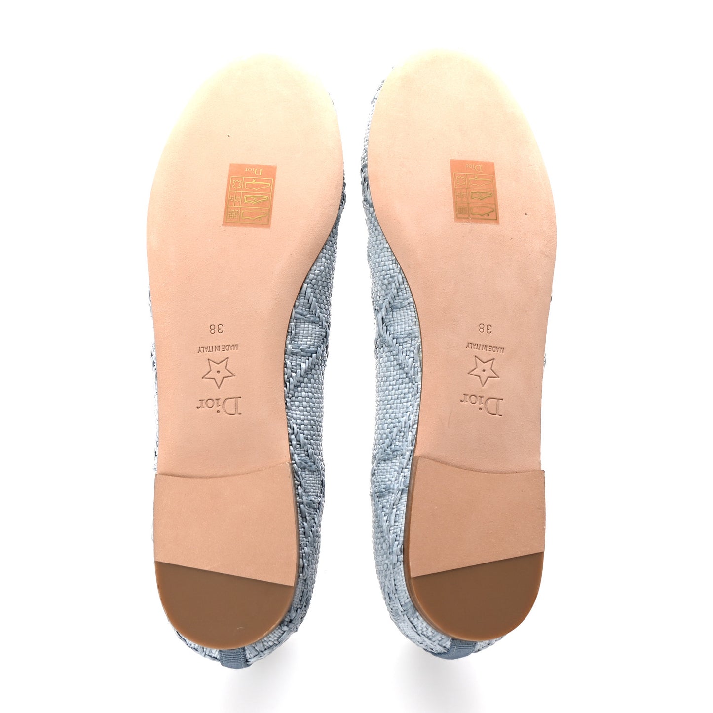 Raffia Cannage Ballet Flat 38 Bleu Pastel