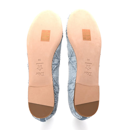 Christian Dior Raffia Cannage Ballet Flat 38 Bleu Pastel 6 of 10
