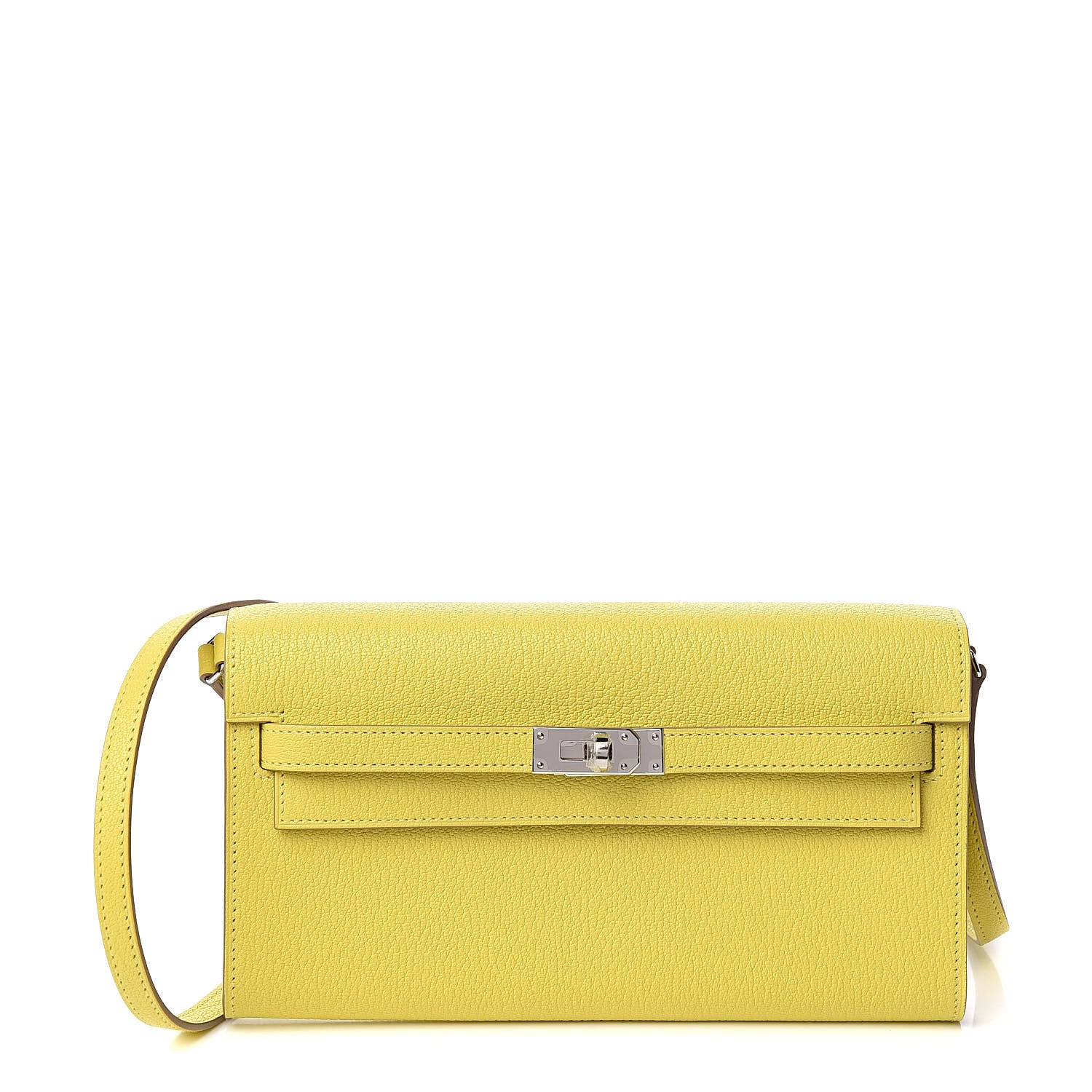 Hermes Chevre Mysore Kelly Wallet To Go Lime 1 of 10
