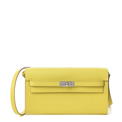 Hermes Chevre Mysore Kelly Wallet To Go Lime 1 of 10