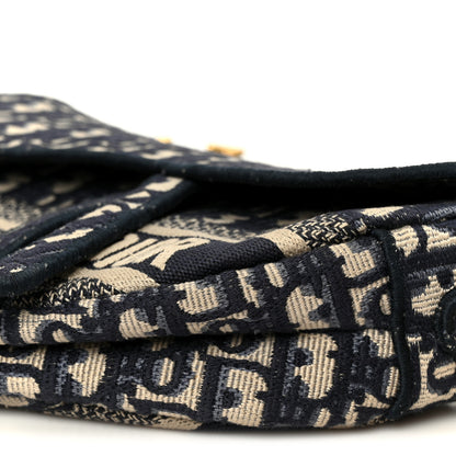 Christian Dior Oblique Embroidered Saddle Bag Blue 10 of 10