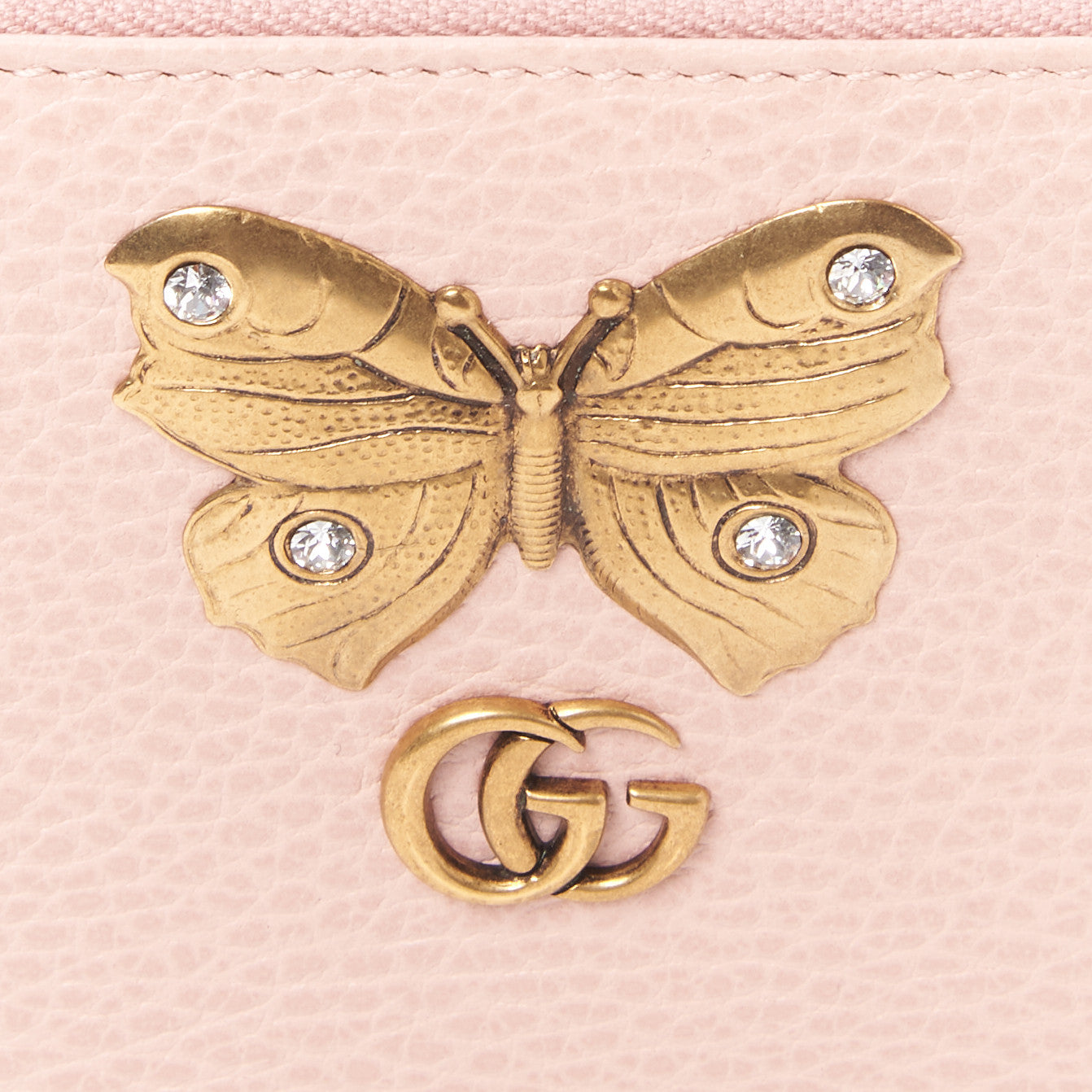 Calfskin Butterfly Farfalla Zip Around Wallet Perfect Pink