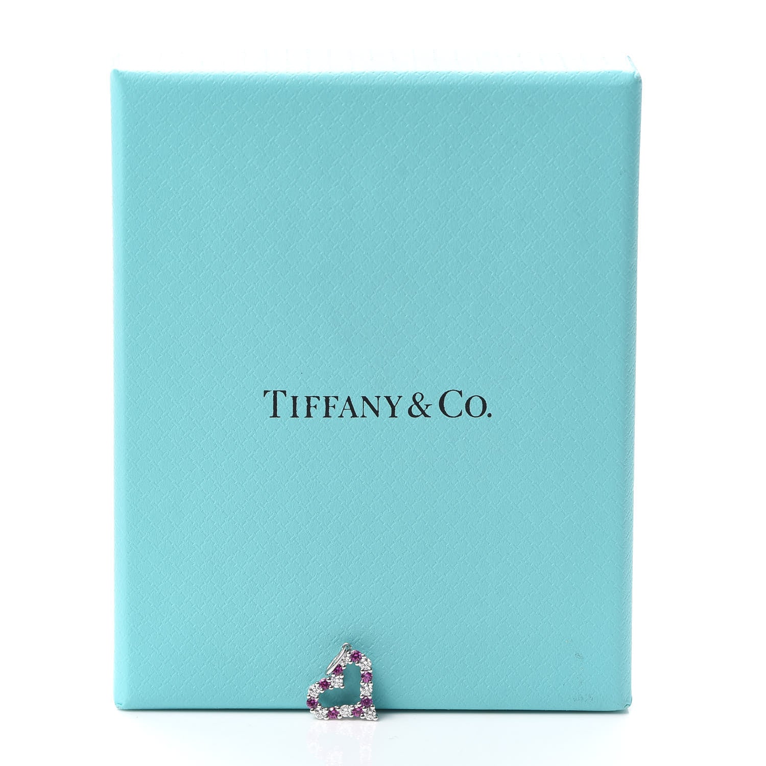 Tiffany Platinum Diamond Pink Sapphire Mini Heart Charm 4 of 4
