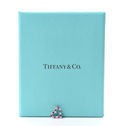 Tiffany Platinum Diamond Pink Sapphire Mini Heart Charm 4 of 4