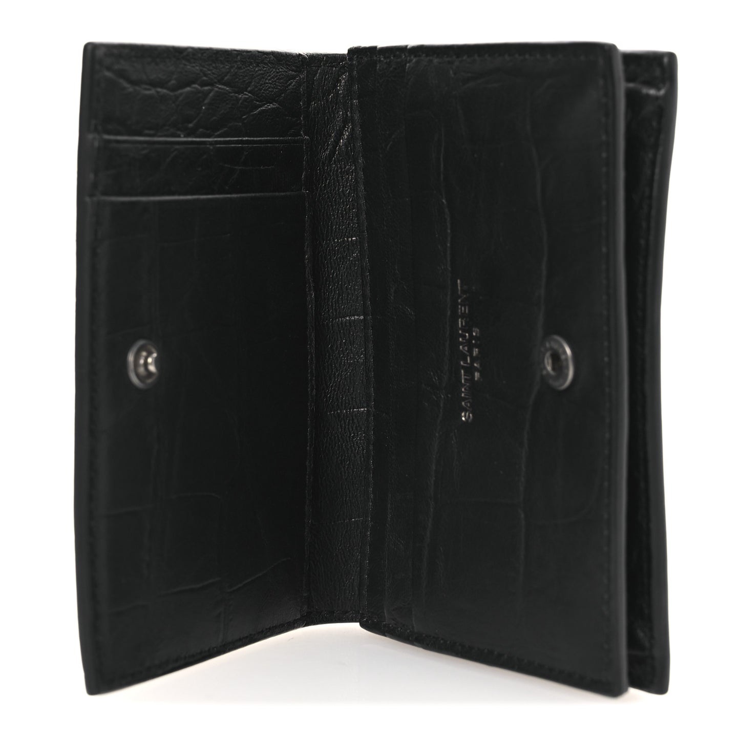 Calfskin Crocodile Embossed Monogram Monochrome Business Card Holder Black