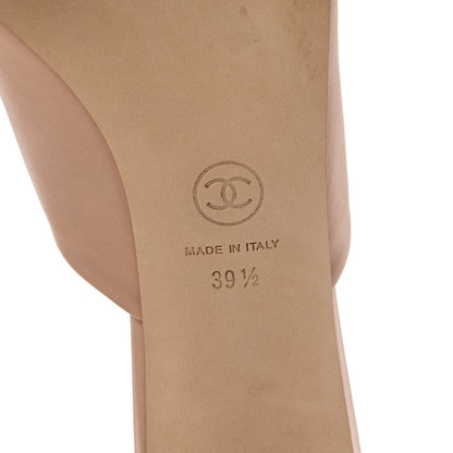 Chanel Calfskin CC Chain Mules Sandals 39.5 Beige 6 of 9