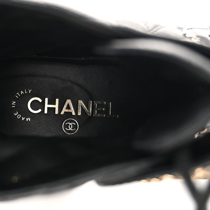 Chanel Shiny Lambskin Quilted Lace Up Combat Boots 39 Black 8 of 9
