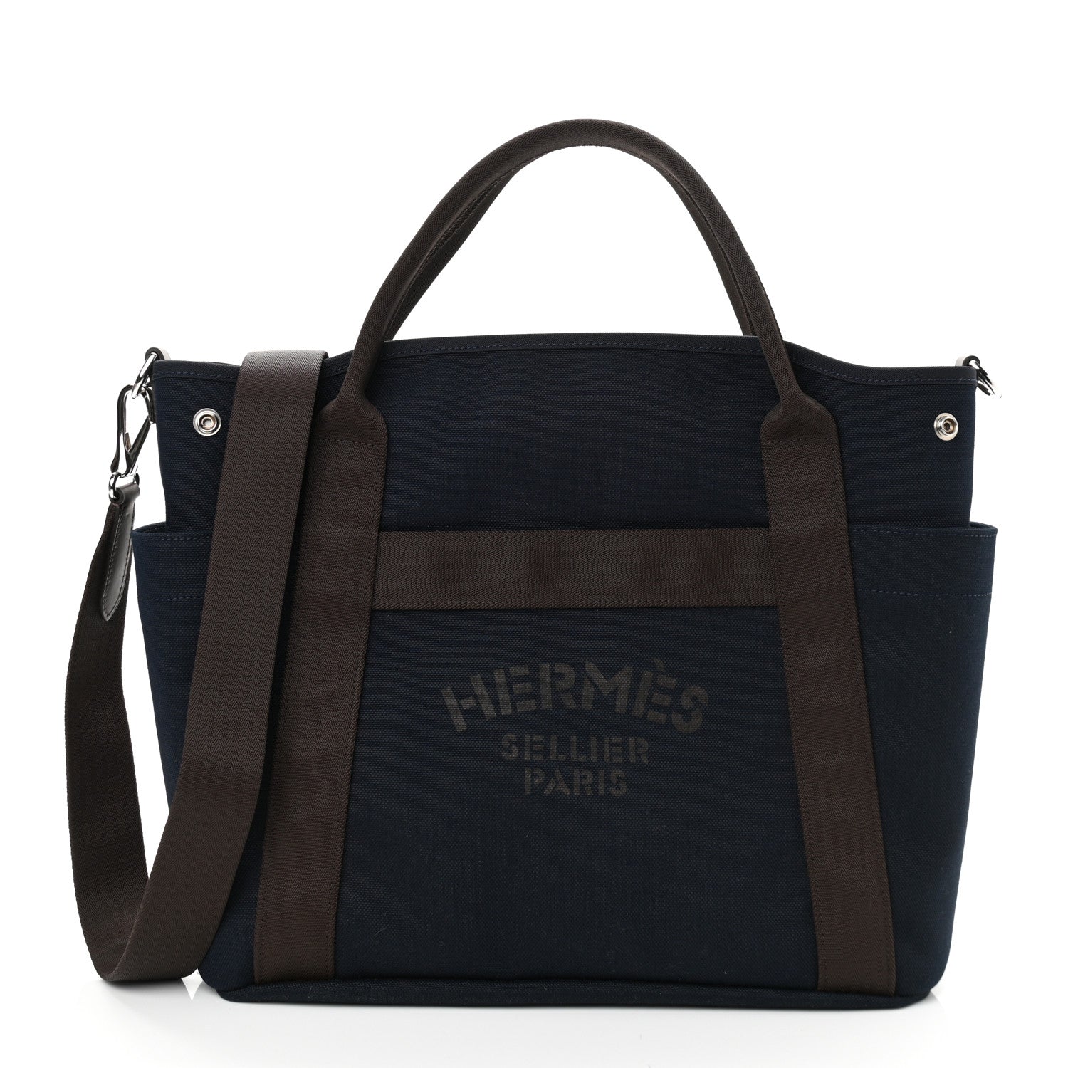 Hermes Toile Sac De Pansage Groom Bleu Navy Feu 1 of 13