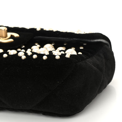 Chanel Velvet Pearl Mini Flap Bag Black 10 of 10