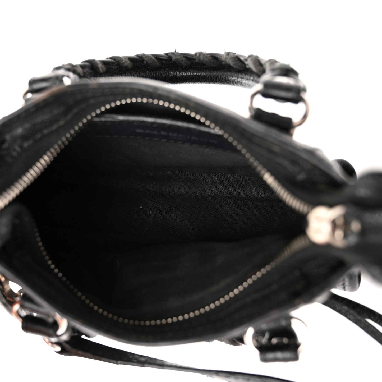 Chevre Silver Metallic Edge Hardware Nano City Black