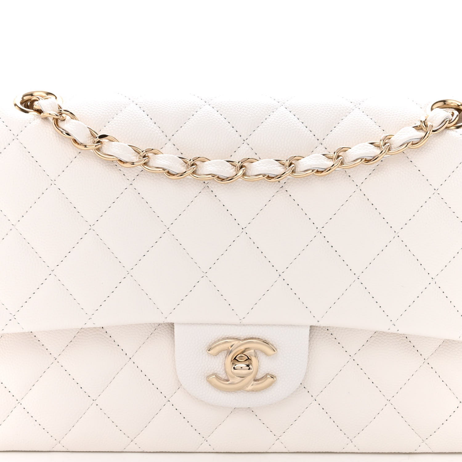 Chanel Caviar Quilted Medium Double Flap White 7 of 9
