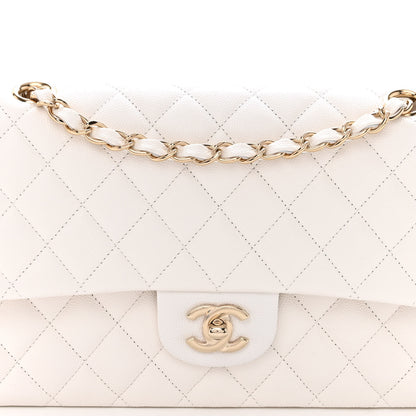 Chanel Caviar Quilted Medium Double Flap White 7 of 9