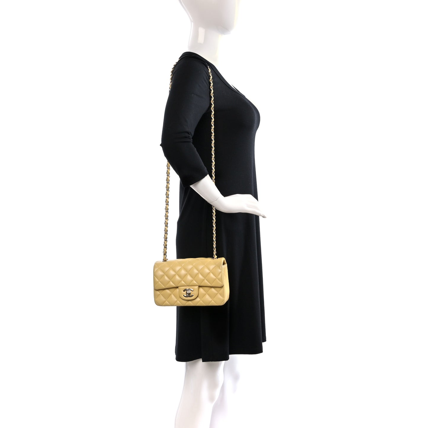 Lambskin Quilted Mini Rectangular Flap Yellow