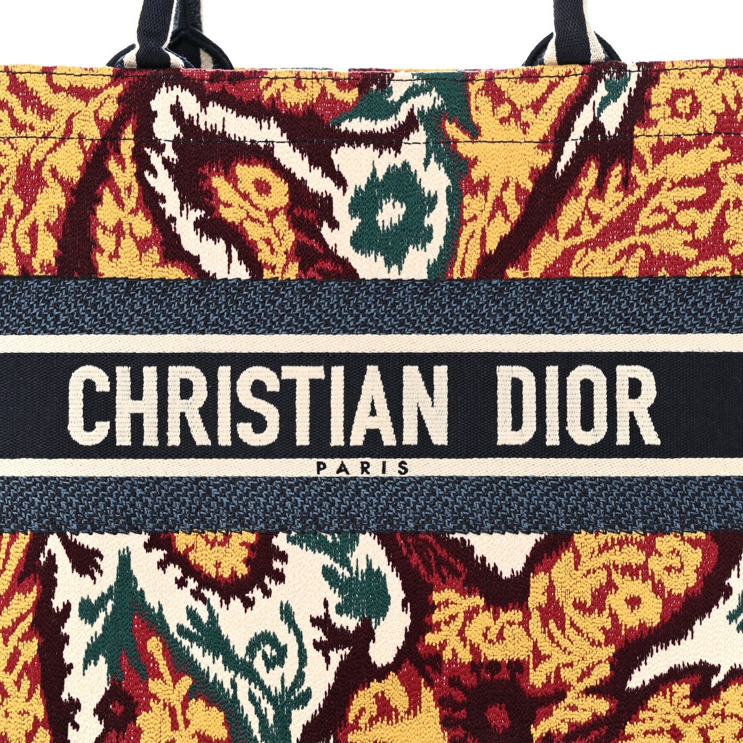 Christian Dior Canvas Embroidered Paisley Medium Book Tote Blue Multicolor 8 of 15