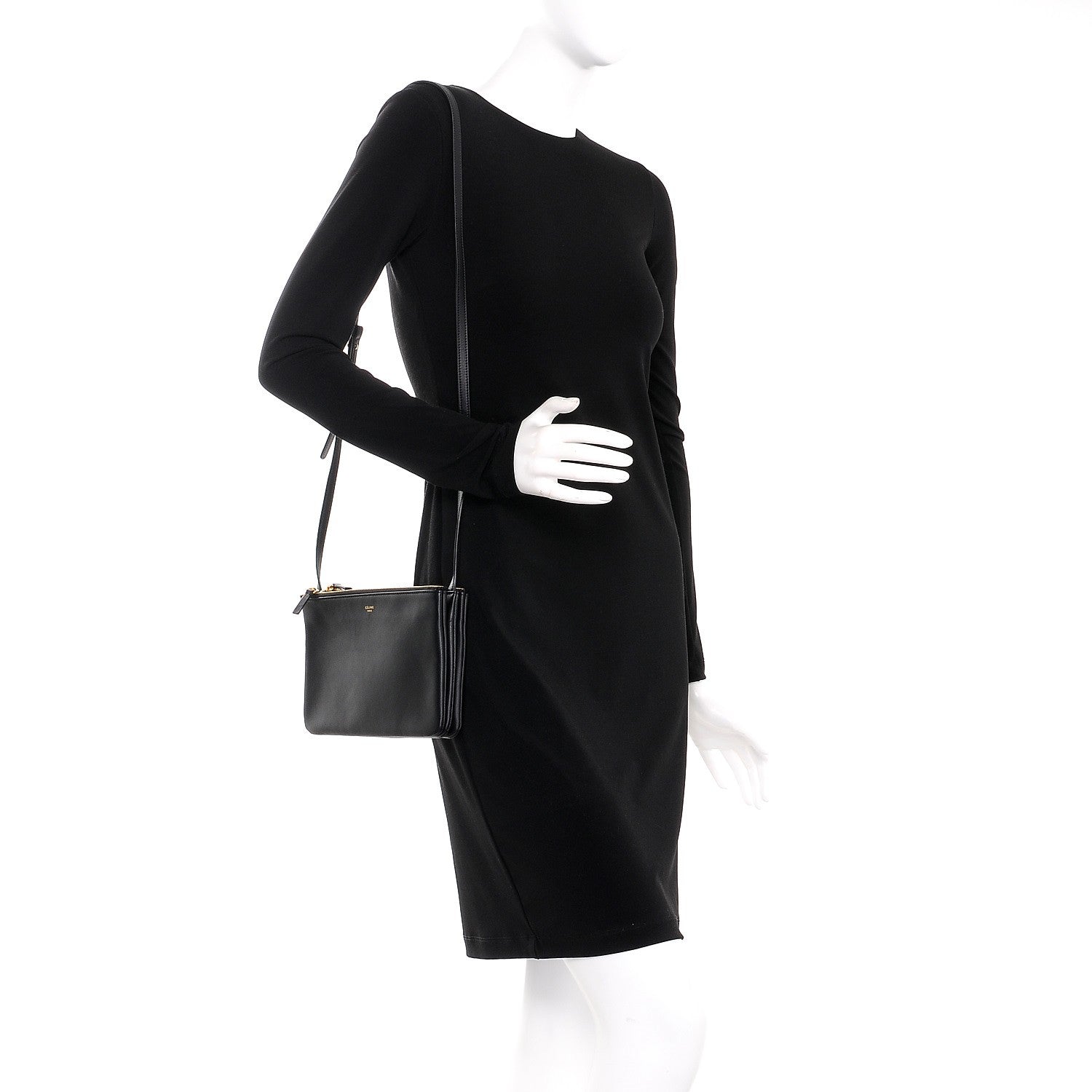 Celine Lambskin Small Trio Crossbody Bag Black 2 of 9