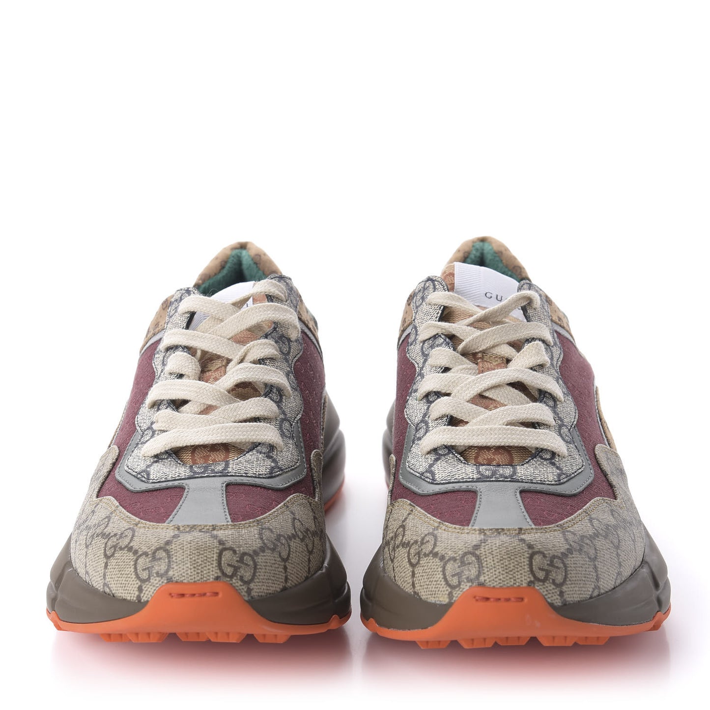 GG Supreme Monogram Mix Monogram Womens Rhyton Sneakers 42 Bordeaux Beige Ebony