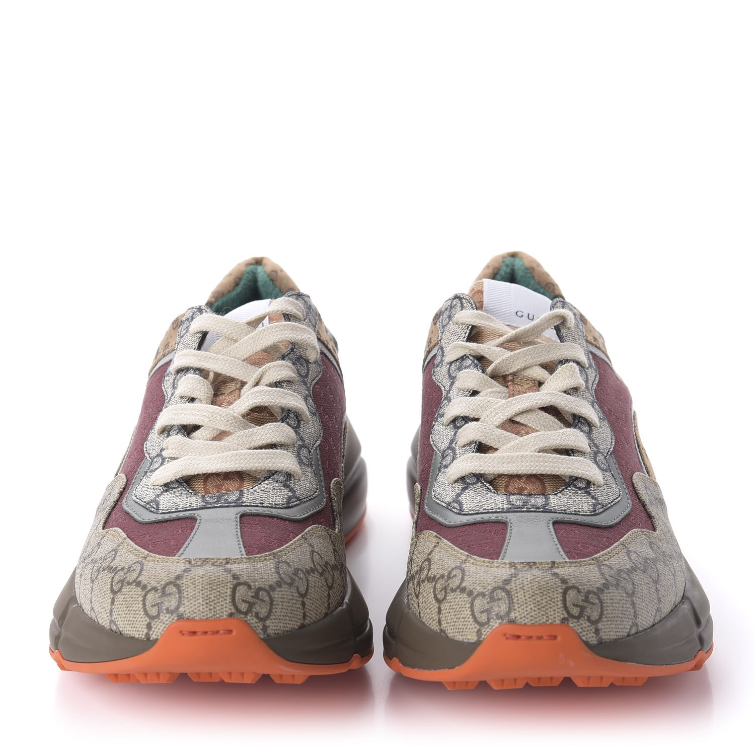 Gucci GG Supreme Monogram Mix Monogram Womens Rhyton Sneakers 42 Bordeaux Beige Ebony 2 of 8