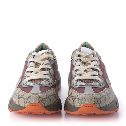 Gucci GG Supreme Monogram Mix Monogram Womens Rhyton Sneakers 42 Bordeaux Beige Ebony 2 of 8