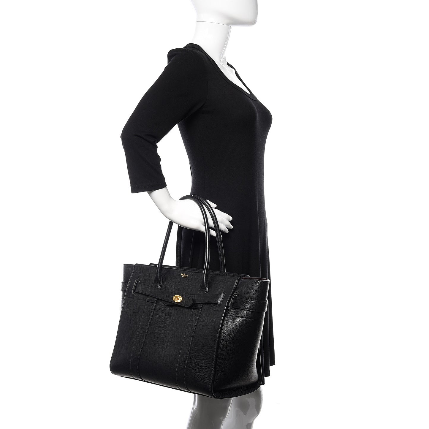 Grain Vegetable Tanned Calfskin Zipped Bayswater Black