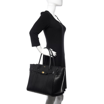 Mulberry Grain Vegetable Tanned Calfskin Zipped Bayswater Black 2 of 8