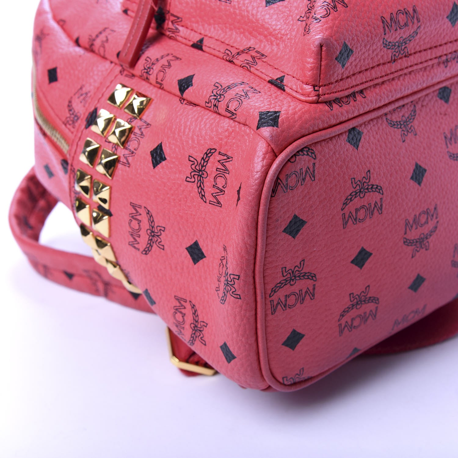 MCM Visetos Side Stud Small Stark Backpack Corail 7 of 10