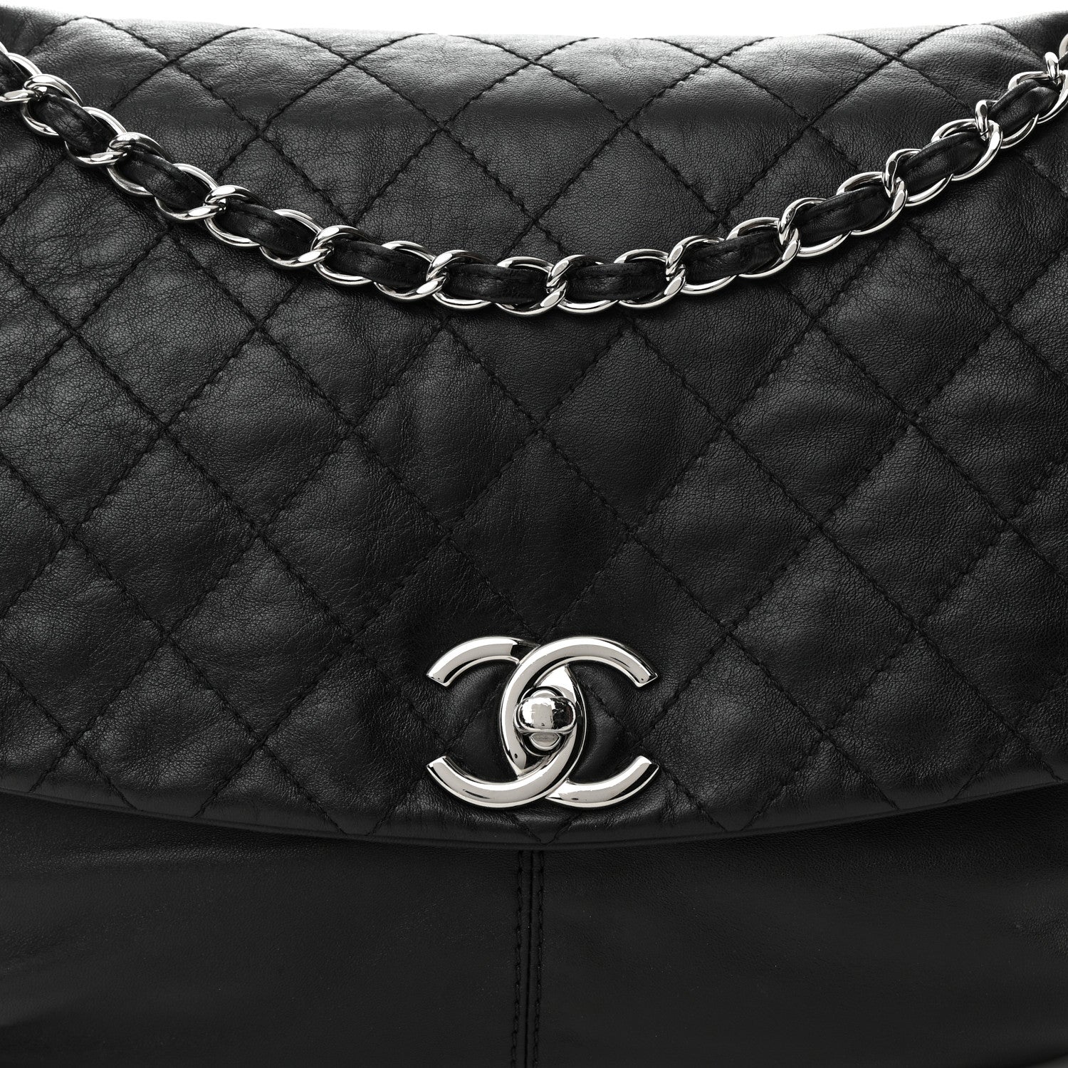 Chanel Calfskin Quilted Large Trianon Messenger Flap Black 9 of 13