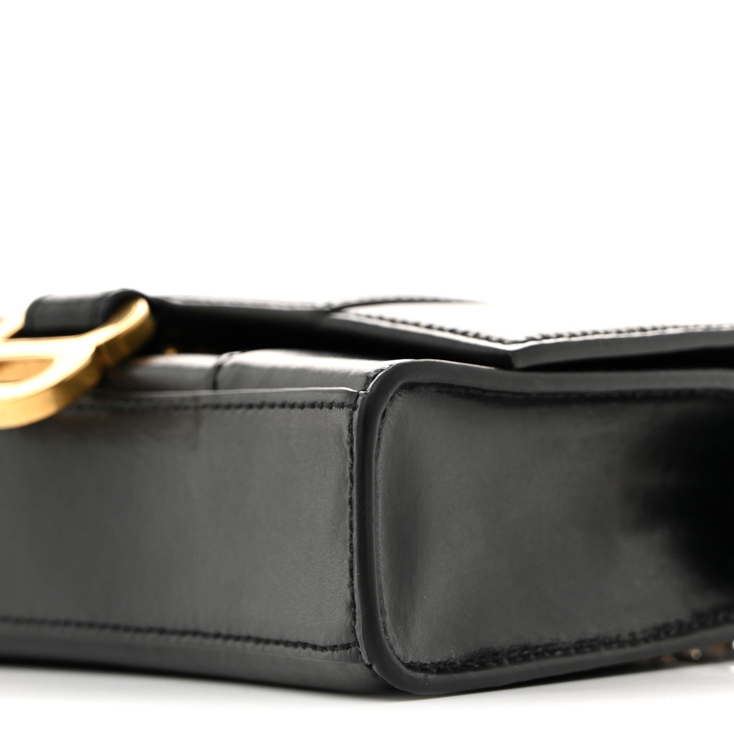 Shiny Box Calfskin Hourglass Chain Bag Black