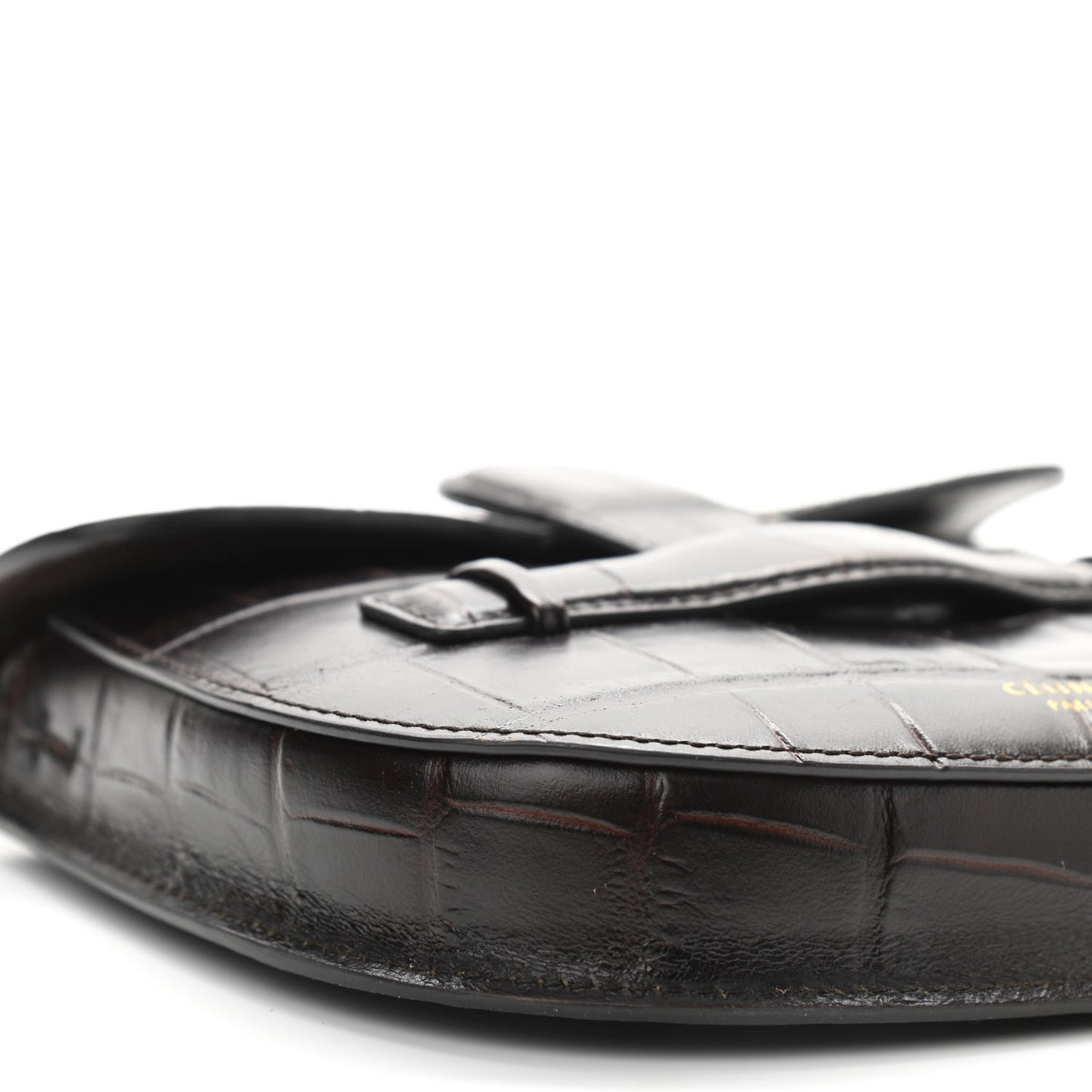 Crocodile Embossed Calfskin Mini Symmetrical Bag Brown