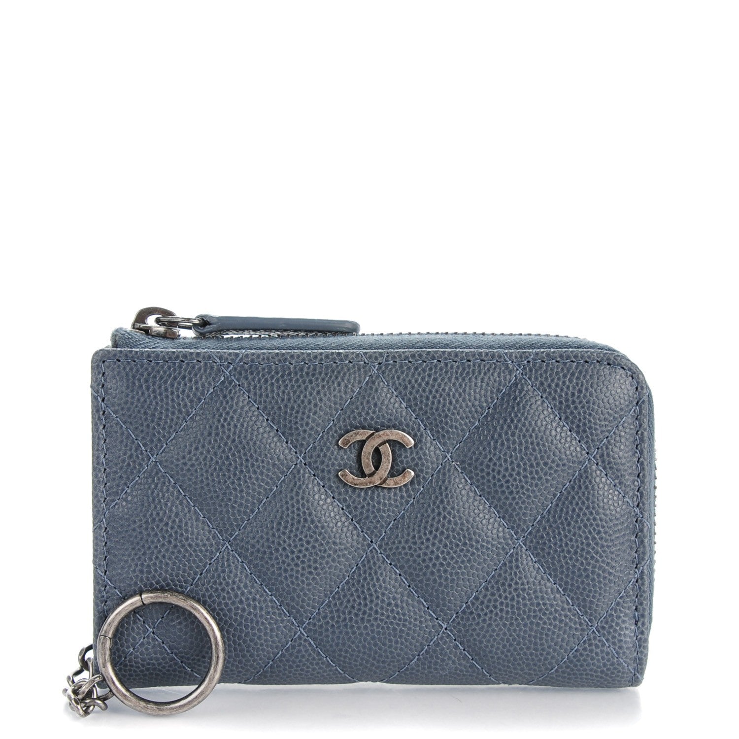 Chanel Caviar Quilted Key Holder Case Grey 1 of 7