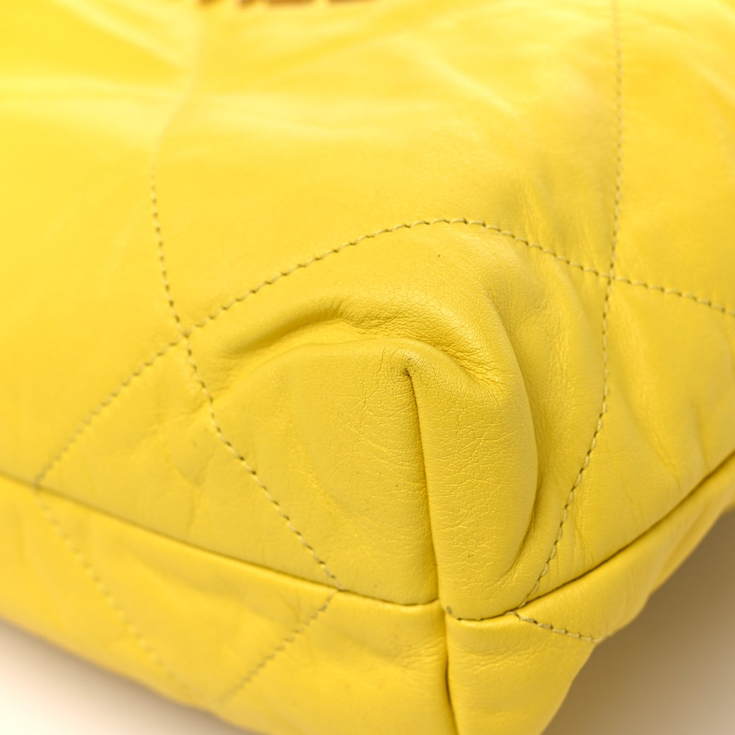 Shiny Calfskin Quilted Small Chanel 22 Yellow