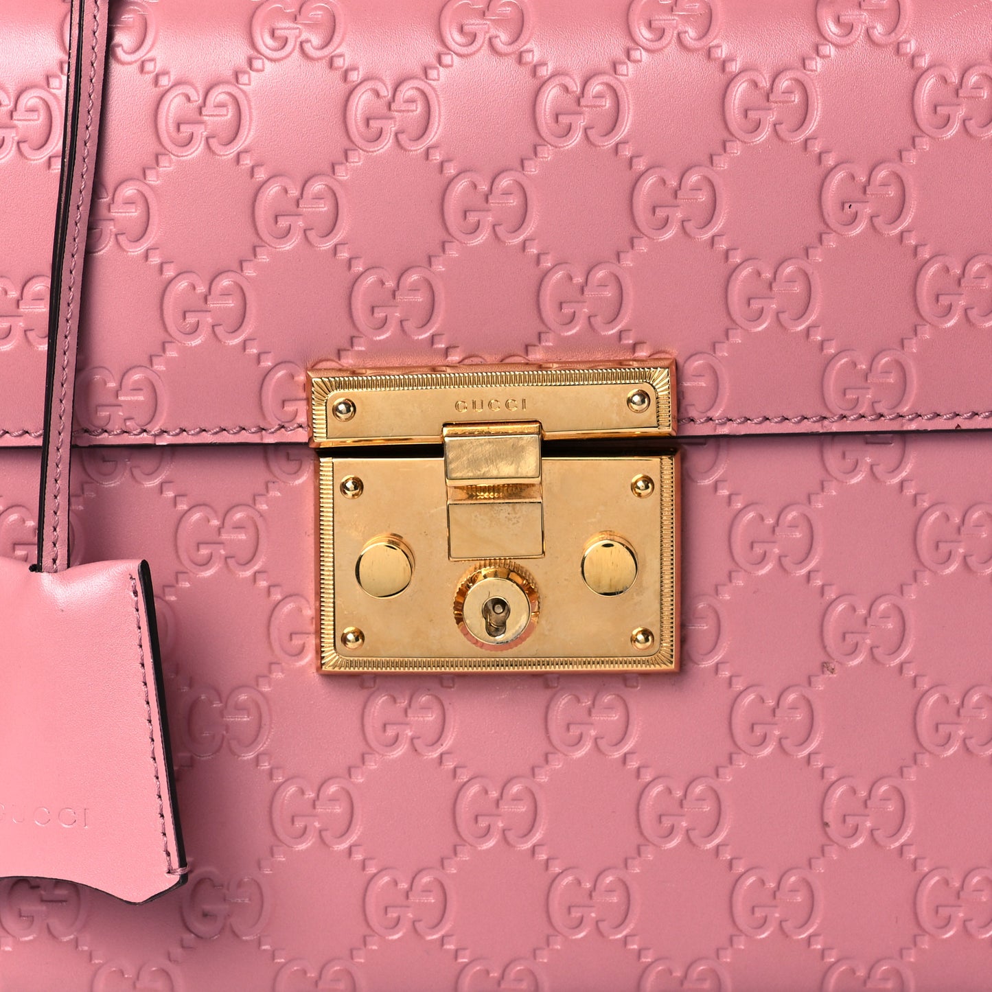 Guccissima Signature Small Padlock Top Handle Bag Rose Baby Candy