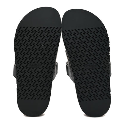 Hermes Calfskin Womens Embroidered Chypre Sandals 37 Black 5 of 8