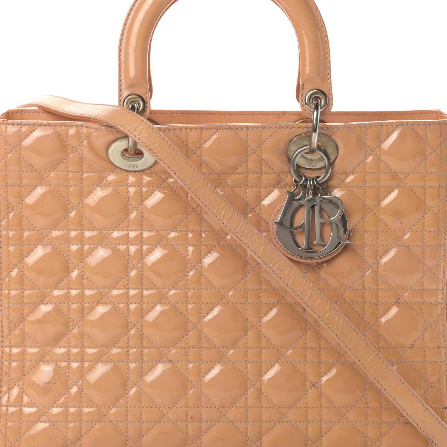 Patent Cannage Large Lady Dior Beige